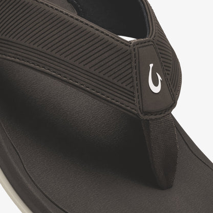 Dark Java flip-flop with ribbed textured straps and white logo accent on heel tab.