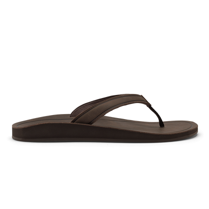 Dark brown thong flip-flop sandal with cushioned footbed and curved toe post.