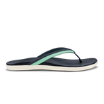 Navy and mint green thong sandal with cream-colored sole.